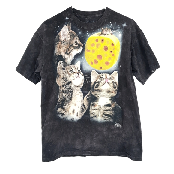 The Mountain Other - The Mountain AOP Cat, Moon, Cheese, Mouse Black T Shirt Unisex Medium